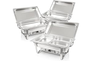 ‎MAHLZEIT Mahlzeit Chafing Dish Profi Set Montpellier | 3X Edelstahl Warmhaltebehälter Essen, 21-TLG Speisewärmer | Buffet Wärmer, Wärmebehälter, Rechaud, Speisenwärmer für Catering, Buffet und Party