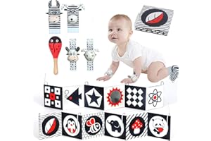 Fanbusa Jouets sensoriels pour bébés, Livre de bébé Noir et Blanc Jouets pour bébés 0-6 Mois, Jouets Montessori à Fort Contraste Jouets sensoriels pour Nouveau-nés Cadeaux pour Nourrissons