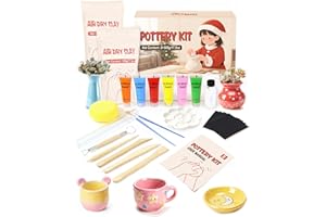 cyctravel Kit Poterie Adulte, Poterie Adulte Kit Comprend 1 kg de Argile Autodurcissante, Vernis Argile Autodurcissante,Convient à Divers Projets de Bricolage, Kit de Poterie Convient aux débutants
