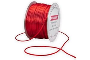 KLTRIBBON Red 2mm Rattail Cord string - 50 Meters Chinese Knotting Cord Rat Tail Silk Thread for Bracelet Necklace Jewelry Making Macrame Trim