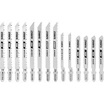 DEWALT 14-Piece T-Shank Jigsaw Blade Set With Case – HCS & Bi-Metal Blades, 6 To 32 TPI, For Wood & Metal Cutting