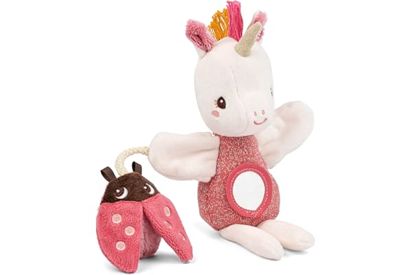 LILLIPUTIENS - Marionnette à Doigts en Tissu – Lena La Licorne - Jouet Sensoriel pour Tout-Petits - Jouet d'Eveil Educatif pour Stimuler La Vue & l'Ouïe de Bébé - Dès 6 Mois - 83599