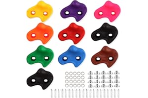 EKKONG Rock Climbing Holds, 10pcs Climbing Holds for Kids, Textured Climbing Holds, Rock Climbing Plastic Multicolor Equipment, Can be Fixed on the Wall, Tree House, Rock Climbing Kit Includes 10 Screws