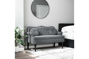 GecheerBanco con cojín Gris Oscuro 120,5x65x75 cm Terciopelo