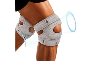 Cofvetia Stabilisierung Kniestütze Sport, Komprimierte Kniebandage mit Patella Gel Pads & Feder Seitenstabilisatoren, Kniebandage Verstellbare Knieorthesen (Grau)