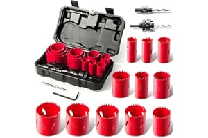 HYCHIKA BETTER TOOLS FOR BETTER LIFE HYCHIKA Bimetall Lochsäge Set, 17tlg Lochbohrer Ø20mm-68mm, Maximale Schnitttiefe 40mm, Ideal zum Bohren von Weichmetall, Holz, PVC Platte und Kunststoffplatte