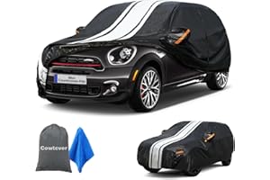 Cowtcver Mini Car Cover Waterproof Breathable Allweather, Outdoor Cover Custom Fit Mini Countryman 2010-2024, 10 Layers Full Car Cover Snow Sun Rain UV Dust All Weather Protection With Zip.