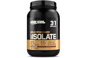 Optimum Nutrition ON Gold Standard 100% Isolate Pure Whey Protein, Naturally Occurring BCAAs and Glutamine, Pre and Post Workout, Chocolate Flavour, 31 Servings, 930 g
