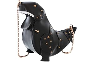 Kawaii-Story LB-198 Negro T-Rex Dinosaurio Monstruo Señoras Cuero Sintético Hombro Bolsa Broma, Negro , Einheitsgröße