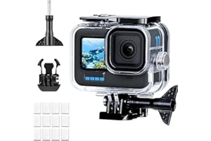 FRESILKORA Waterproof Case for GoPro Hero 13/12/11/10/9 Black - 60M/196FT Diving Protective Housing for GoPro 13/12/11/10/9, Underwater Action Camera Case for GoPro, Include Quick Release Mount & Anti-Fog Insert