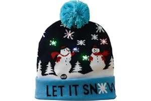 Colexy LED-Weihnachtsmütze LED Leuchten Strickmütze Weihnachten Beanie Mütze Warme Neuheit Weihnachten Hut für Unisex Kinder Erwachsene Weihnachtsfeier Winter Xmas Urlaub Mütze