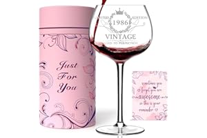 VOMEP 40TH Birthday Gifts for Her, Vintage 1986 40th Wine Glass, 40 Year Old Birthday Decorations for Women, Funny 40 Bday Gifts Idea for Women, Friends, Daughter, Sister Mom - Turning 40 Present