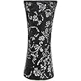 London Boutique Vase Cylinder Handmade Mosaic Glitter Vase Decorative Sparkled Glass gift present (Cylinder Black Rose)