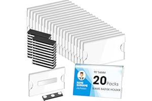 FACCITO Magnetic Name Badges 90 x 54 mm Horizontal ID Card Holder DIY Magnetic Name Tags Clear Acrylic Sign Display Holder Printable Name Label for School Colleges Corporate Event Jacket Lapel Shirt (20 Pcs)