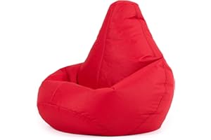 Bean Bag Bazaar Outdoor Kids Bean Bag, Red, Water Resistant Fabric, Gaming Chair for Kids, Indoor Outdoor Beanbag with Filling Included, Childs Chair ideal for Bedroom, Playroom, Garden