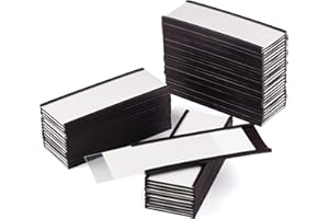 LLPT 50 Pezzi Etichette Magnetiche Etichette Magnetiche Scrivibili Con Pellicola Protettiva in Plastica Trasparente 40MM X 100MM per Scaffali Metallici Armadietti e Lavagne Bianche (MH4150)