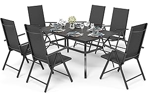 PHIVILLA Gartenmöbel Set Wetterfest Garten Sitzgruppe 6 Verstellbar mit 7 Sitzpositionen Gartenstühle klappbar, Terrassenmöbel Balkonmöbel Gartenmöbel Set Gartengarnitur