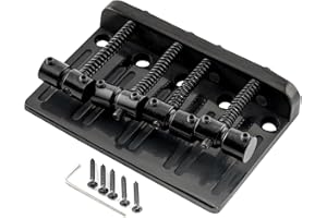 Musiclily Pro 57mm Schwerlast E-Bass Steg Bridge Vintage Messing Saitenreiter für 4-Saiter Precision/Jazz Bass, Schwarz