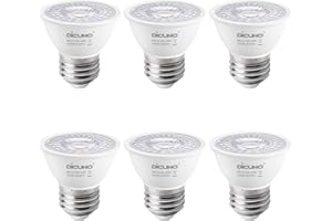 DiCUNO Żarówka LED E27 PAR16, 6W zastępuje reflektor halogenowy 50 W, zimna biel 5000 K, 500 lm, nieściemnialna, CRI 90, reflektor LED MR16, kąt wiązki 60°, 6 sztuk