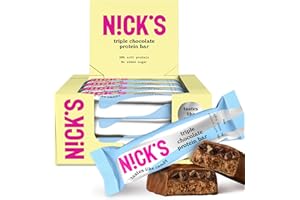 N!CK'S NICKS Barrette proteiche Cioccolato triplo, 15 g di proteine, 202 calorie, low carb triple chocolate barretta proteica keto snacks senza zuccheri aggiunti, senza glutine (12 protein bars x 50 g)