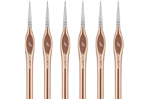 GOLDEN MAPLE Set di 6 pennelli per pittura artista Pin Point Set di pennelli #00000, olio ad acquerello acrilico, pittura dettagliata, arte, modelli di scala, maniglie Easy Grip.