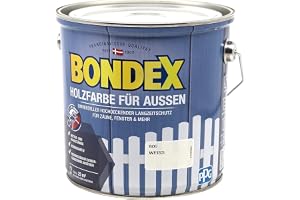 Bondex träfärg för utomhusbruk, 2,5 l, vit, för ca 25 m², väder- och UV-beständig, andas, sidenglänsande