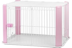 Iris Ohyama, Parc, Enclos, Chenille, Intérieur, Porte coulissante avec loquet, Crochets pour Montage Facile, Ventilation optimale, pour Chien, CLS-960, Rose