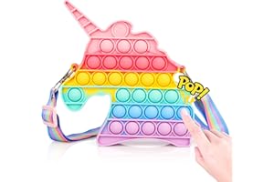 Coolden Push Pop Bubble Sensory Fidget Toy Sac à Bandoulière pour Filles Sac Pop on it Fille Jouet Anti-Stress Silicone Pop Bubble Sac à Main Fidget Jouets Sac pour Femmes et Enfants- Licorne
