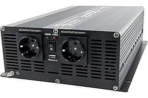 SOLARTRONICS NM 3000 Convertisseur de Tension 12V 230V Sinus modifié 3000W - 6000W Puissance de crête - Onduleur 12V à 230V convertisseur de Courant avec Prise Schuko & USB