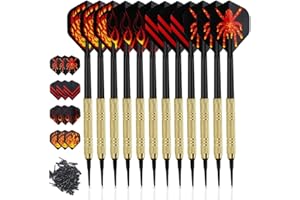 Taiihison Flechette Pointe Plastique,12 pcs Jeu de Fléchettes à Pointe Souple avec 100pcs Embouts Remplacement Sécurité Fléchettes électronique pour Cible de Flechette Electronique (14g) (Argent)