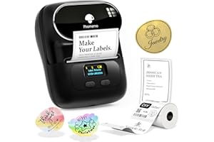 Phomemo M110 Label Maker, Upgraded Thermal Label Printer for Phone and Windows/Mac, 2 Inch Portable Label Maker Machine for Kitchen, Office, Retail, Address, Barcode, With 100 Labels
