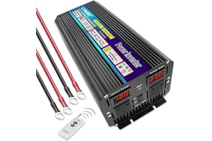 Cantonape POWER INVERTER 4000W /8000W DC 12V TO AC 230V 240V Converter Modified Sine Wave Car Inverter - 2 UK OUTLETS & USB with Wireless Remote Control, VOLTAGE DISPLAY CAR CARAVAN CAMPING BOAT