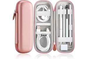 AGPTEK Housse Apple Pencil Case Etui Rigide Coque Durable Prime Cuir PU Sac de Protecteur Etui Stylo Compatible avec Apple iPad Pro/Samsung/Huawei/Surface Pro Stylus(intégré Poche Support)- Or Rose