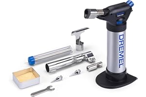 Dremel 2200 VersaFlame Brûleur à gaz butane multifonction - Lampe à souder au gaz butane et kit de soudure (avec 5 accessoires pour souder, rétrécir, souder, flamber)