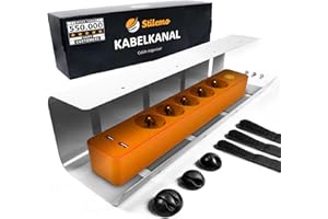 Stilemo Raccogli Cavi Scrivania – Canalina Passacavi sotto Scrivania Cable Management – Organizer Portacavi Ufficio - Nascondi Cavi sotto Tavolo – 1 Scatola Porta Cavi - Verniciatura a Polvere Grigio