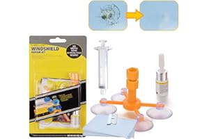 Vanwoke Kit Reparation Pare Brise,Kit Reparation Pare Brise de Voiture,Outil Réparation Pare-Brise, pour Fissures,Fissures en Forme D'étoile,Longue Fissure