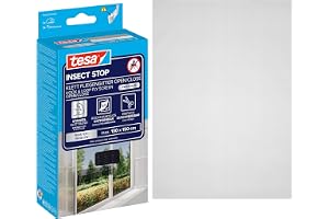 tesa INSECT STOP insektsnät Open/Close Premium - 130 cm x 150 cm | Insektsnät som kan öppnas och stängas - för fönster med fönsterluckor - utan borrning, starkt kardborreband