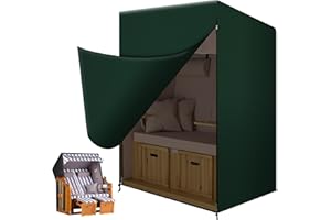 Funshot Strandkorb Schutzhülle Winterfest, Strandkorbhülle Winterfest, Strandkorb Abdeckung, Abdeckhaube für Strandkörbe Wasserdicht Winddicht, Outdoor Furniture Cover, Grün, 125x90x165/135cm
