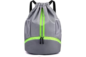 HUA ANGEL Impermeable Mochila con Cordón Grande Deporte Bolsa de Gimnasio con Cordón Mochila de Cuerdas con Compartimento para Zapatos Unisex para Vida Cotidiana Al Aire Libre Yoga Playa Natación