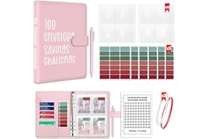 ROYAYA A5 Money Budget Binder, 100 Envelope Saving Challenge, Money Saving Wallet with Pen & Tracker, Envelopes Budget Planner with Stickers, Cash Stuffing Budget Wallet for School Home Office Travel Diary