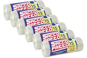 EFFENNE GROUP 90 Sacchi Spazzatura Trasparenti, Sacchetti Plastica con Manici a Shopper, 55x65cm, Sacchetti Trasparenti Super Resistenti, Sacchetti Spazzatura, Raccolta Differenziata, Raccolta Differenziata Esterno