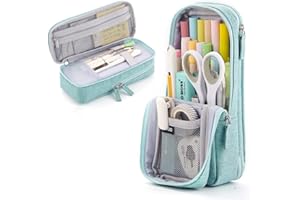 iSuperb Zestawy Szkolne, Składany Piórnik, Etui na Telefon Komórkowy, Stojak Kieszonkowy, Etui na Ołówek dla Dziewcząt i Chłopców, Zielony