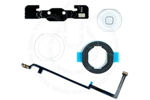 TechZone White Home Button Flex with Rubber Gasket Adhesive Bracket Full Set for Apple iPad Air A1474 A1475 A1476