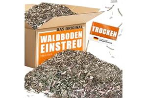 BBQUH Waldboden-Einstreu 100L getrocknet – saugstark & naturbelassen – kompostierbar – staubarme Reptilienstreu aus Holz, Nadeln & Rinde, Einstreu regional produziert – für Terrarien & Kleintiere