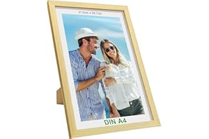 Gemtte Ramka na zdjęcia A4, drewniana ramka na zdjęcia i obrazy 21 x 30 cm, z nietłukącym się szkłem akrylowym, idealna do dekoracji pokoju, drewniana ramka na zdjęcia i obrazy