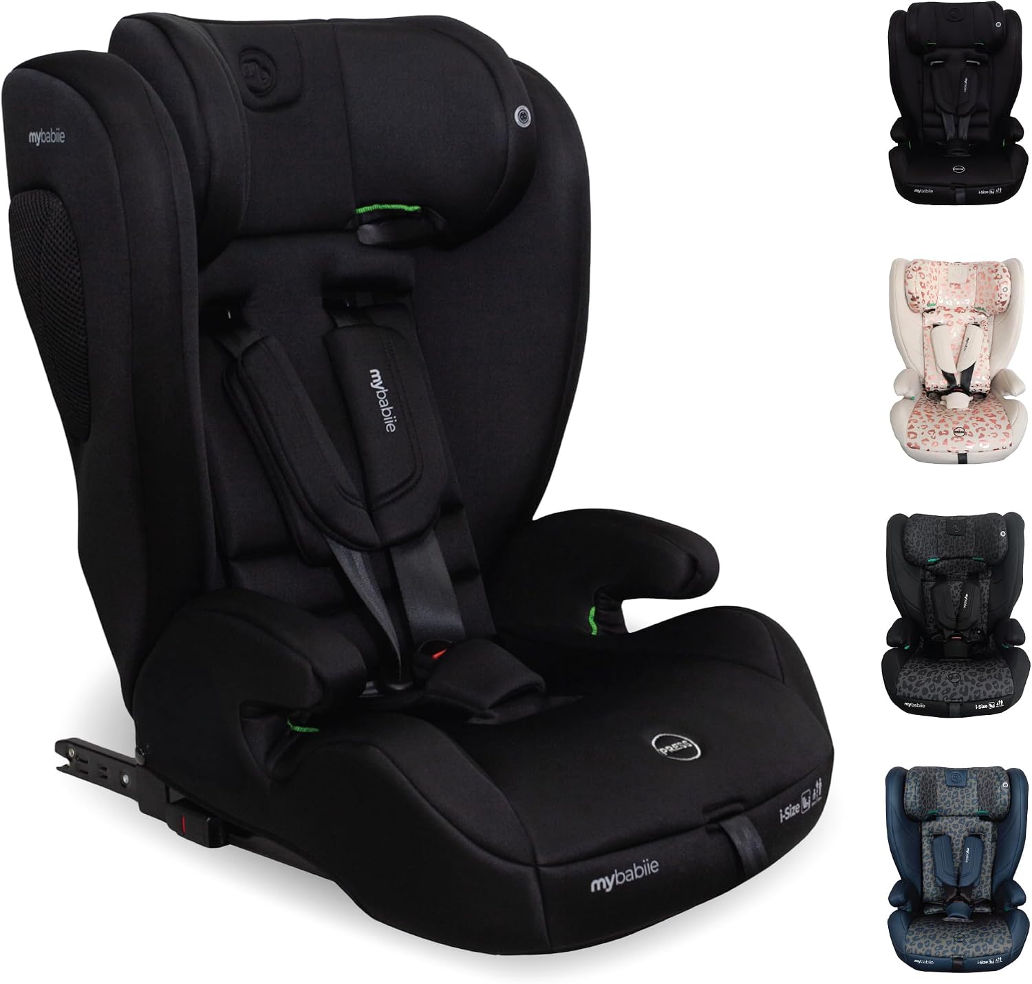 My Babiie MBCS75 Toddler to Booster R129 Child Car Seat - ISOFIX with Top Tether, Harness, 76-150cm (Approx. 9-36kg, 15 Months - 12 Years), i-Size, Group 1/2/3, Adjustable, Forward Facing - Black