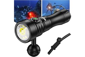 ‎WURKKOS Wurkkos DL08 Unterwasser-Tauchlampe – 3600 Lumen, 274 Meter Reichweite, Rotlicht und UV, stufenlos dimmbar, mit Spot&Flutlichtmodi Type-C-Wiederaufladbar, IPX8 CRI 90 ideal für Unterwasserfotografie