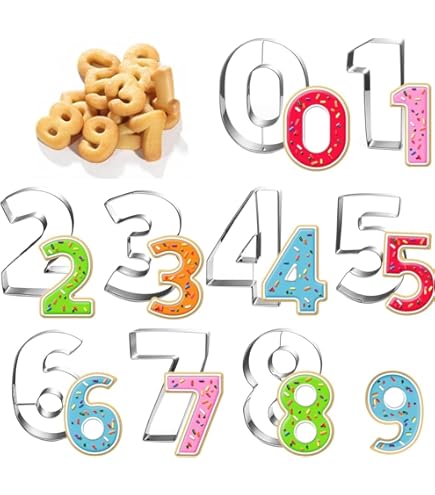 9 stuks cijfer-uitsteekvormpjes, letters, cijfers, koekjessnijders, cijfers 0-8, uitsteekvormen, letters voor bakken, koekjes, fondant, doe-het-zelf bakvorm voor keuken, bakken, kinderverjaardagen