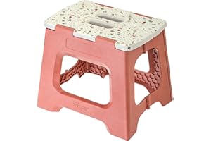 Vigar - Taburete Plegable - Modelo Compact - 27 cm de Altura - Con 80% Plástico Reciclado - Cocina, Baño y Camping - Escalón Peldaño Infantil - Salmón