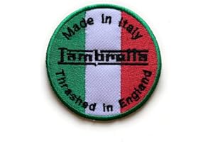 GENERIC Lambretta Made in Italy - Italy Flag/Motor - Embroidered Iron on Sew on Patch